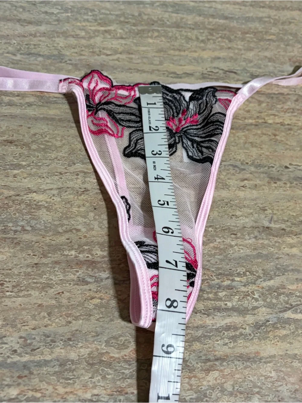 NWOT Oh La La Cheri Paris Pink Floral Embroidered Sheer Babydoll & Panty Set